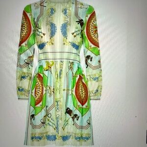 Tory Burch printed carousel dress silk twill printed